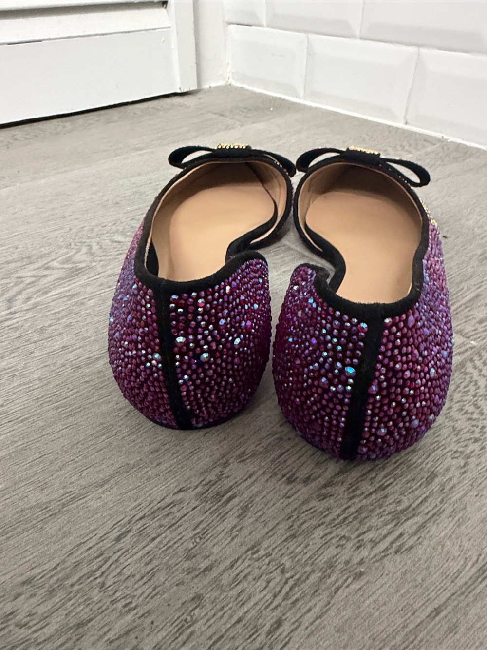 Crystal-Embellished Pointed Flats in Pink Ombré  - INC - Picture 4 of 6